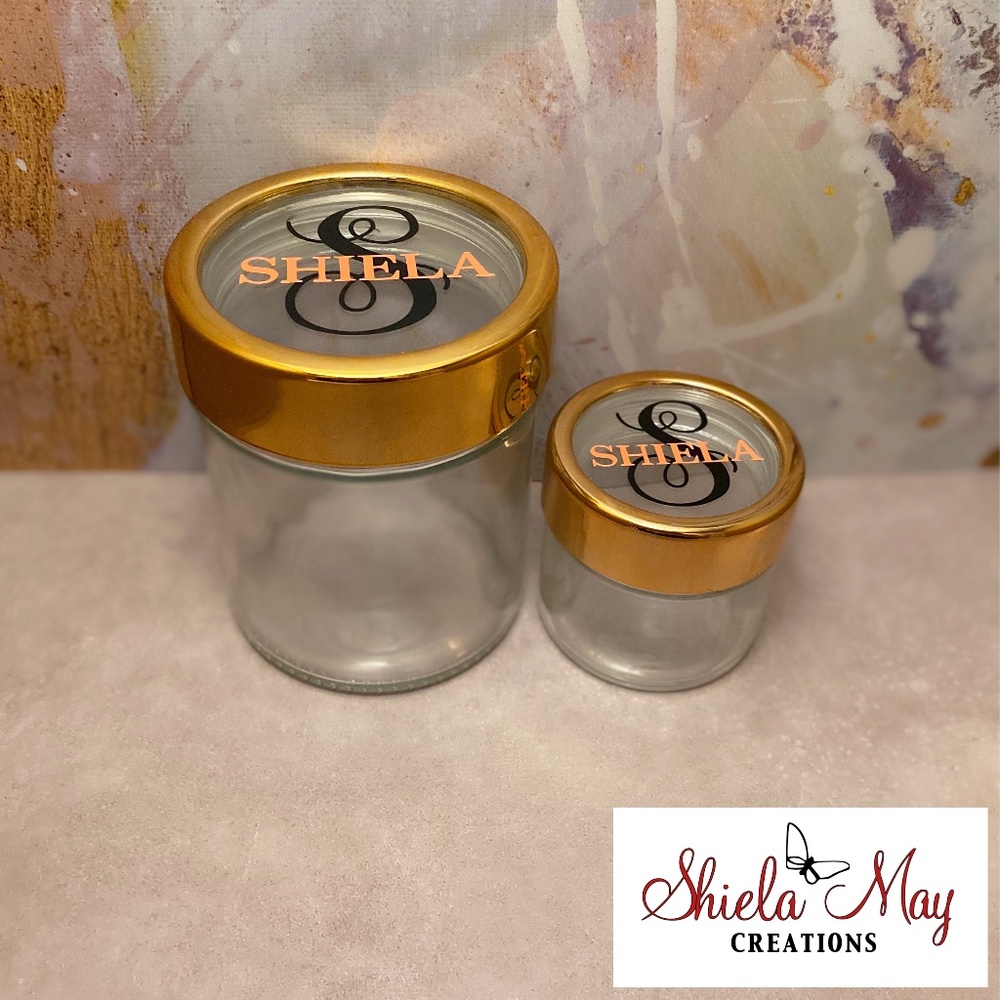 Personalized Jar with Gold Lid